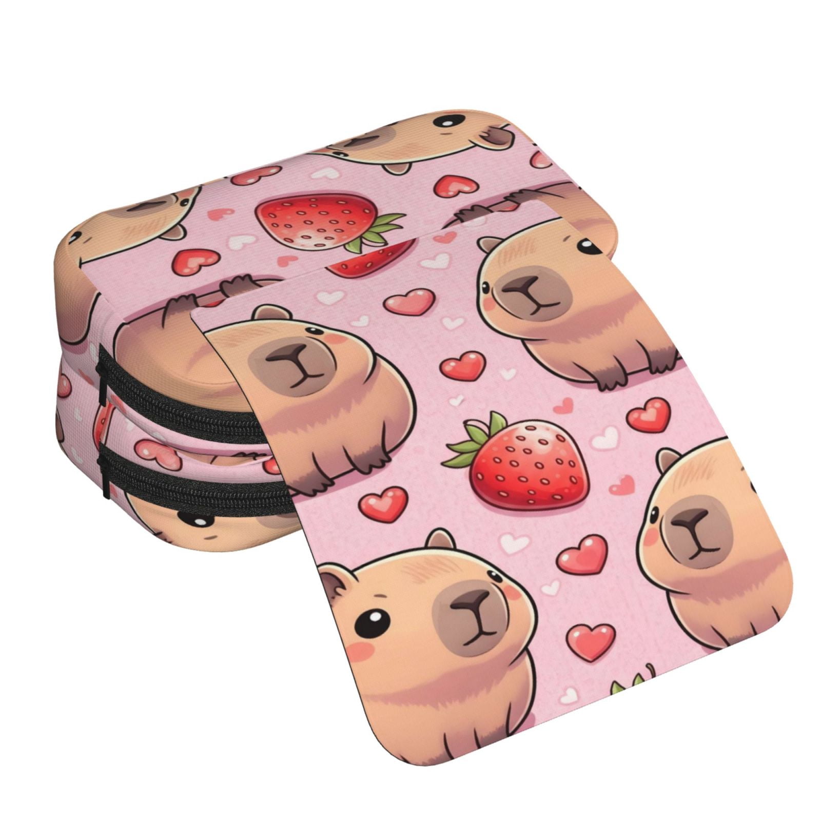Large-Capacity Flip-Top Double-Layer Pencil Case, Multi-Functional Pocket Pen Case, Durable Stationery Organizer Pusheen Capybara Pattern 4