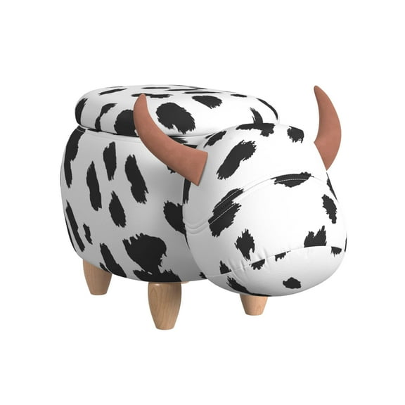 Picket House Furnishings Buttercup Cow Storage Stool in White and Black