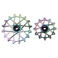 thumbnail image 1 of GLFILL 2Pcs Bike Rear Derailleur Pulley Wheels 12T+16T Pottery Ball Bear Bearing For Sram Bicycle Rear Derailleur Guide Wheel Accessory Rainbow, 1 of 7