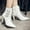 White, variant on Bmisegm Fashion Women Square High Heels Zipper Solid Color Short Boots Pointed Toe Shoes Boots for Women White 9