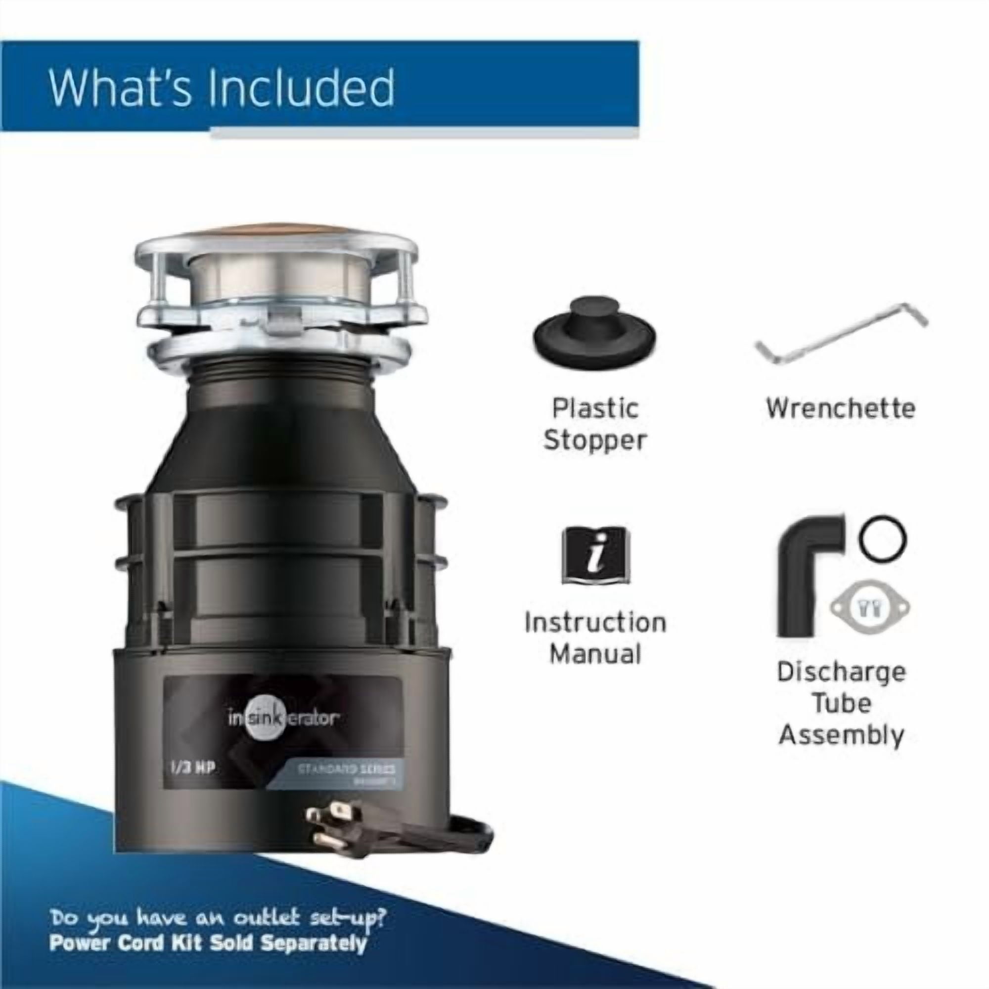 InSinkErator Badger 1 CORD 1/3 HP Continuous Feed Garbage Disposal with Power Cord