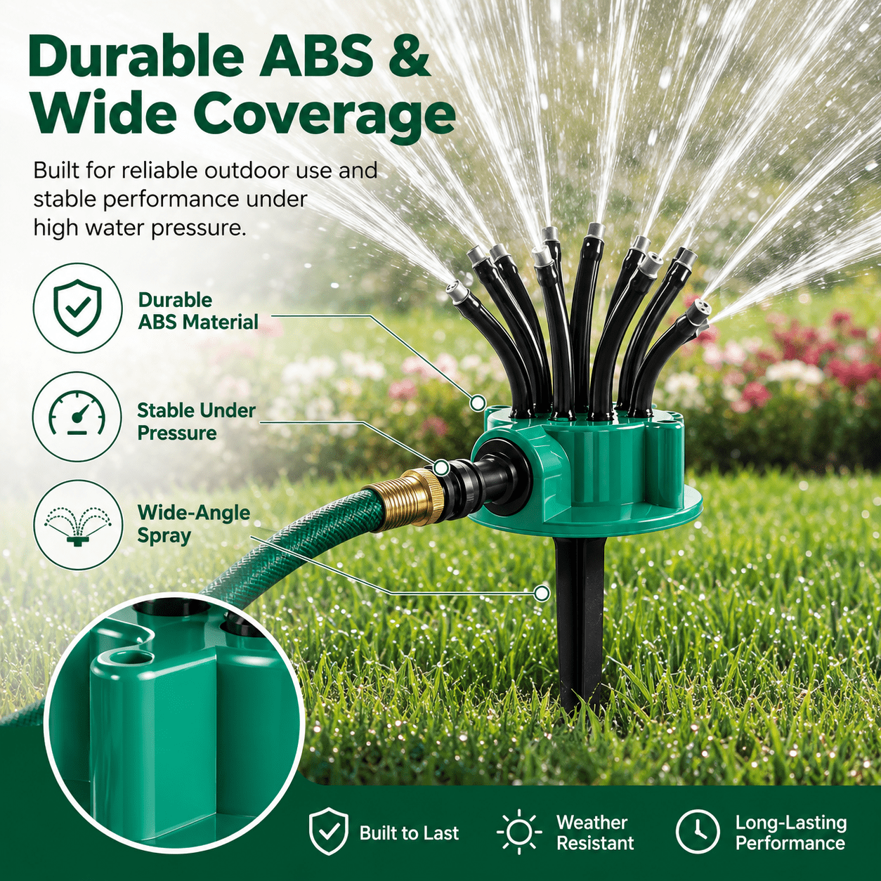 360° Coverage Precision Garden Irrigation Sprinkler, Multi-Adjustable Rotating Design with Spike Base, for Yard Lawn Flower Bed