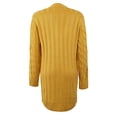thumbnail image 4 of Ladies Winter Fashion Coat Solid Color Overcoat Long Sleeve Open Front Cardigan Cable Knitted Warm Outer Coat Crew Neck Knitwear Mid Length Trench Coat, 4 of 5