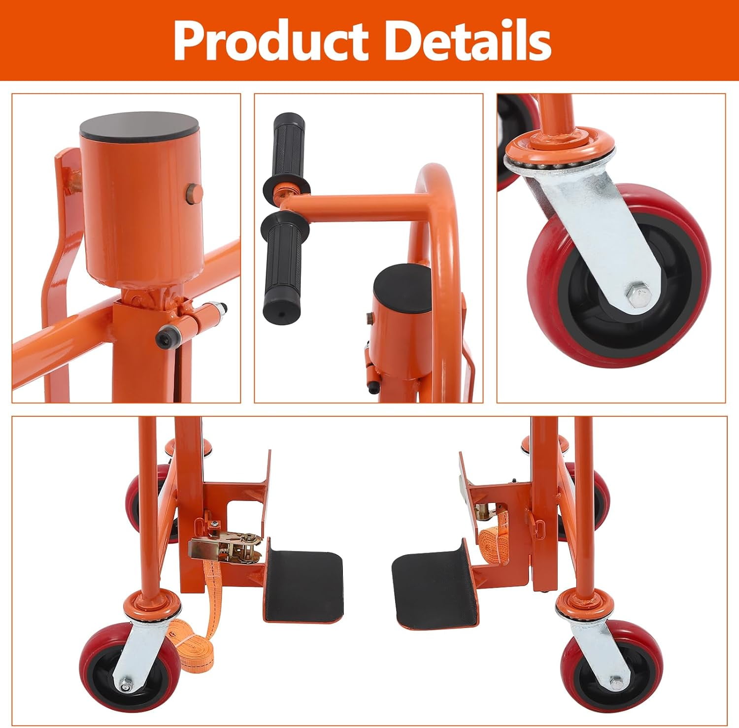 Manual Furniture Move Tool 11.8In Lift Height Moving Tool Set Furniture Crate Mover with Wheels 1300 LBS Furniture Handling Tool Height Adjustable Furniture Move Tool (Orange)