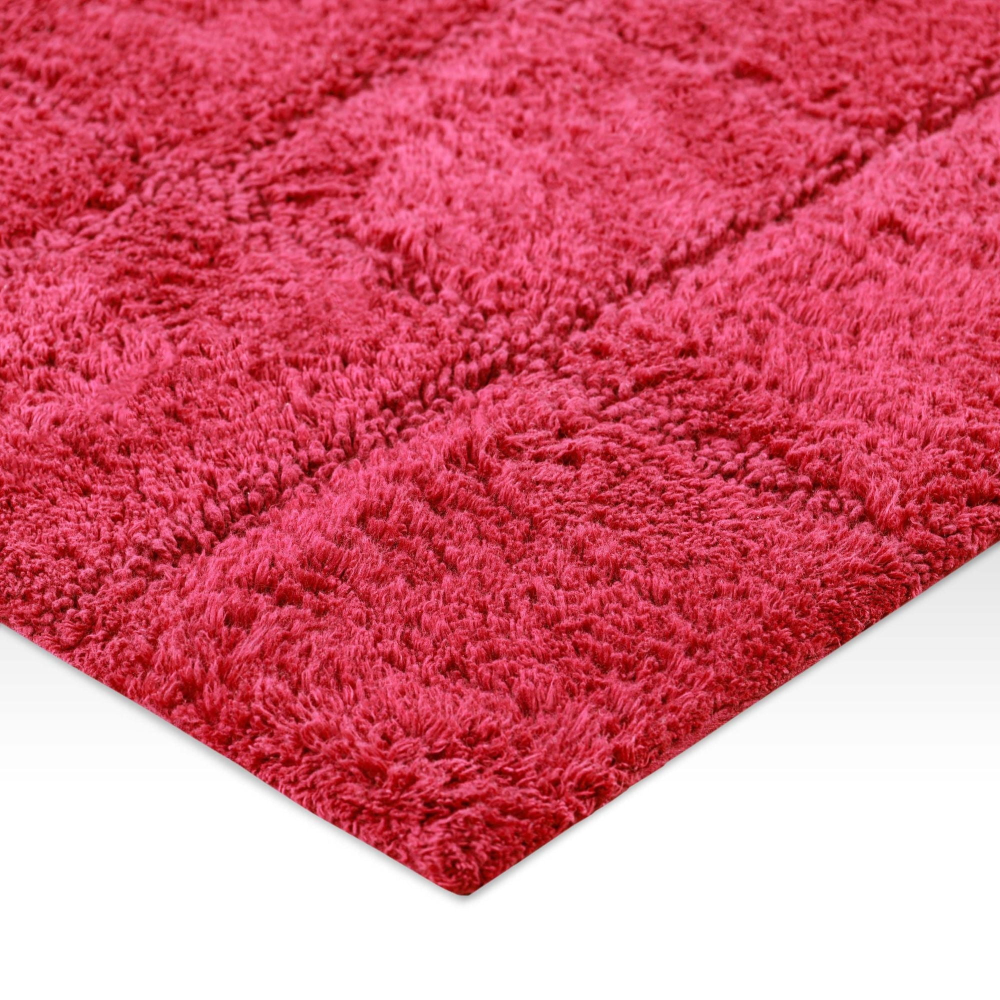 Superior Checkered Cotton Washable Non-Slip Bath Rug, Runner Size, Burgundy