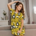 thumbnail image 3 of Naloa Cartoon Bear Yellow Print Women Nightgowns,Womens Loungewear,Short Sleeve Sleepwear,Comfy Ladies Nightdress, 3 of 6