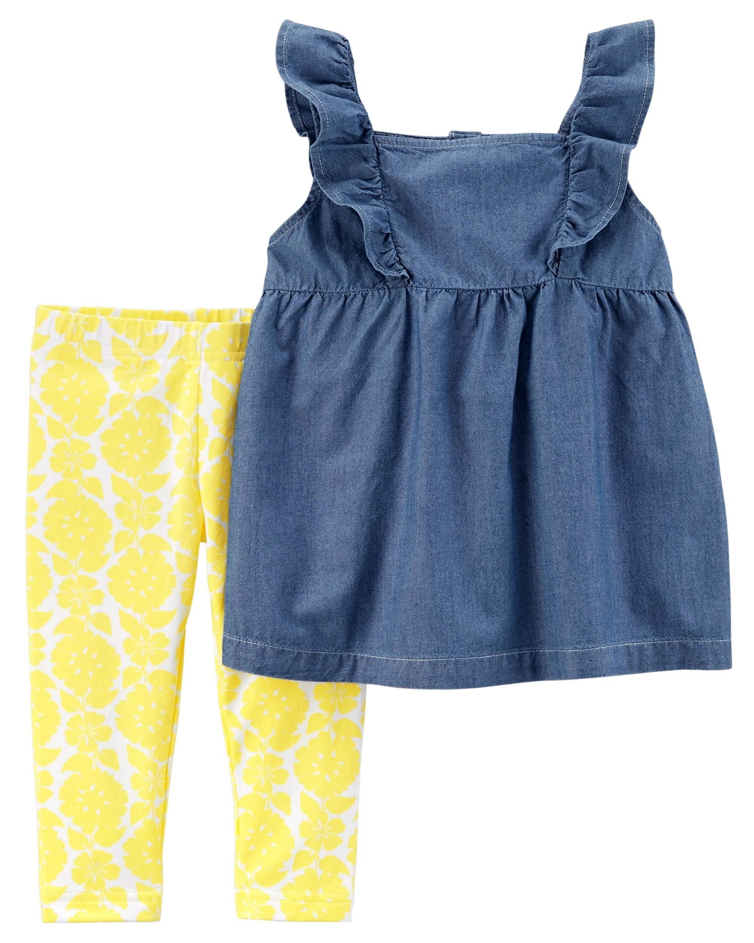 New Carter's 4 year Girls Neon Yellow Capri Leggings Stretch Pants Comfy Summer 