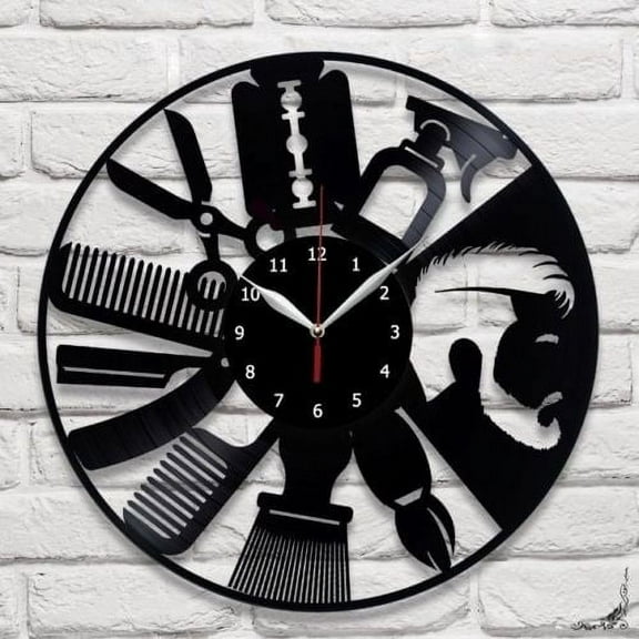 Barber Shop Hairdresser Vinyl Record Wall Clock Fan Art Home Decor Vintage Wall Art Barber Shop Decor
