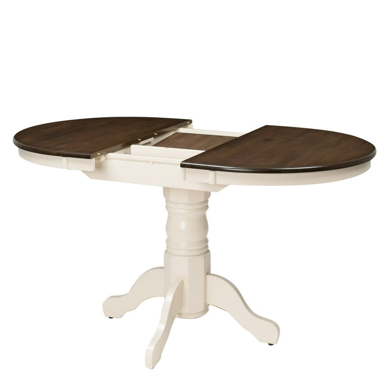 CorLiving Dillon Extendable Dark Brown and Cream Oval Pedestal