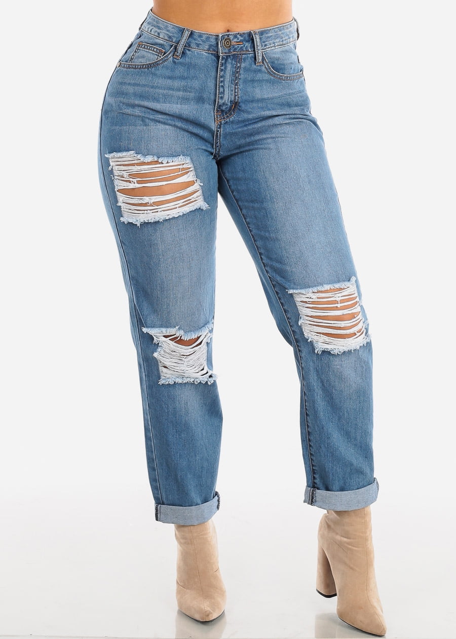 high waisted boyfriend jeans cheap