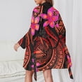thumbnail image 2 of Beautiful Hand Drawn Floral Pattern Night Robe Long Sleeve V Neck Robe With Belt Women's Sleepwear Dresses, 2 of 9