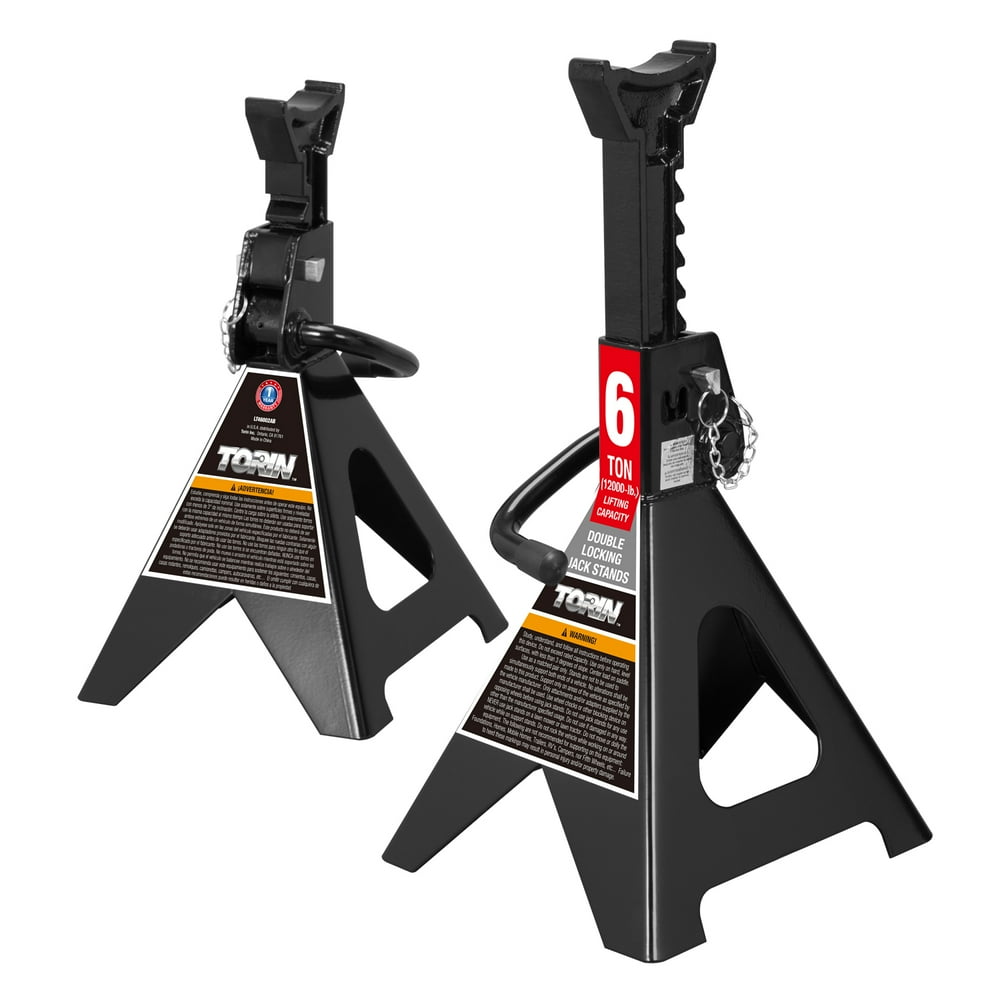 Torin Steel Jack Stands: Double Locking, 6 Ton Capacity, 1 Pair