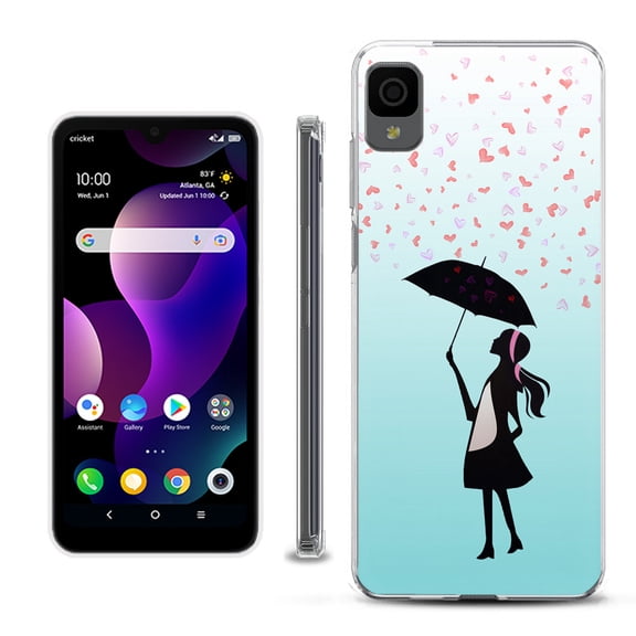 Slim-Fit Gel TPU Phone Case for TCL 30Z / 30 Z / 30 LE, by OneToughShield ® - Rain/Hearts