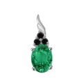 thumbnail image 4 of AoneJewelry 1.35 Cttw Oval Emerald & Black Diamond Pendant Necklace in 14k White Gold, 4 of 5