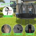 thumbnail image 5 of Kumix 8FT Trampoline with Enclosure, Basketball Hoop, LED Light, Sprinkler, Socks, Wind Stakes, Outdoor Heavy Duty Galvanized Full Spray Round Trampoline for Adults and Kids, Black, 5 of 8