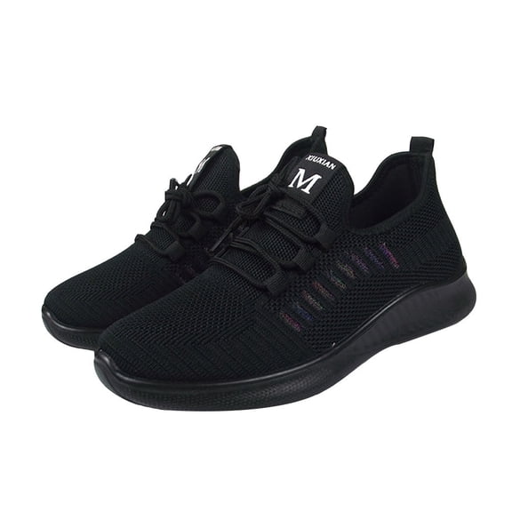 PAMINGONO Black Leisure Mesh Shoes 1 Pair Breathable Anti-slip for Women Sports and Running