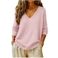 thumbnail image 3 of Womens Knitted Sweaters Dressy Casual Lightweight V Neck Long Sleeve Pullover Knit Top,Office Workwear,Fall Winter Layering, 3 of 8