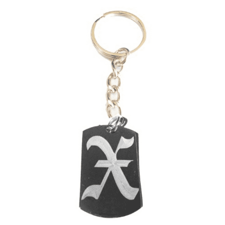 Letter X OLD English Font Initial First Name Logo - Metal Ring Key Chain