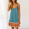 thumbnail image 5 of SWQZVT Fashion Summer Dress for Women Boho Floral Dress Sexy Short Sleeve Swing Mini Dresses, 5 of 6