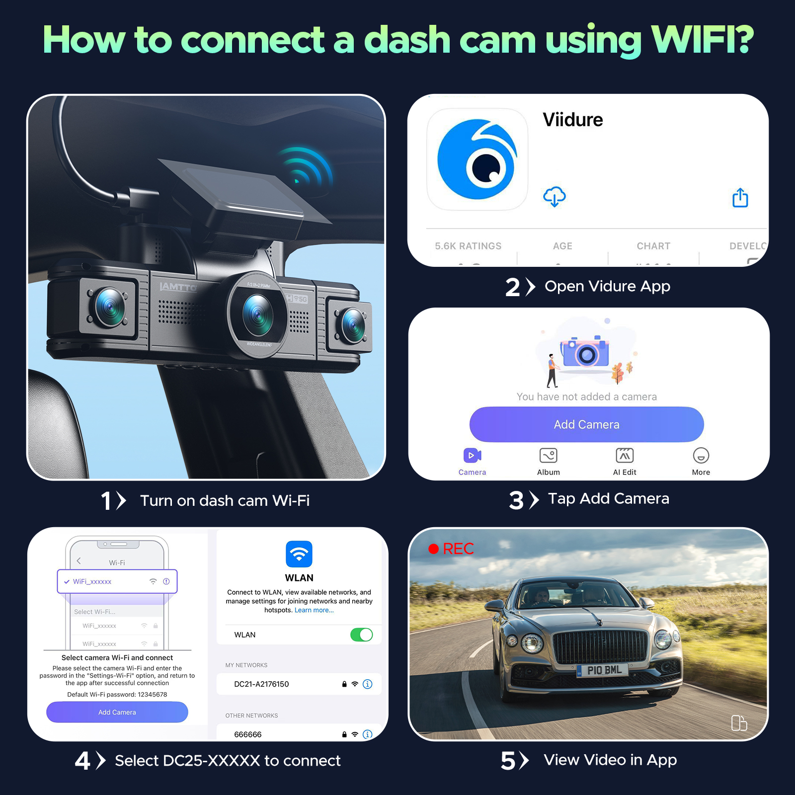 Lamtto 4-Channel Dash Cam, 2K + 1080P with WiFi photo 8