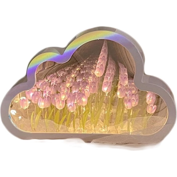 TIFOR Cloud Tulip Lamp, Cloud Tulip Mirror Night Light, Cute Flower Lamp Atmosphere Light Handmade Furniture Decoration for Girls (Purple)