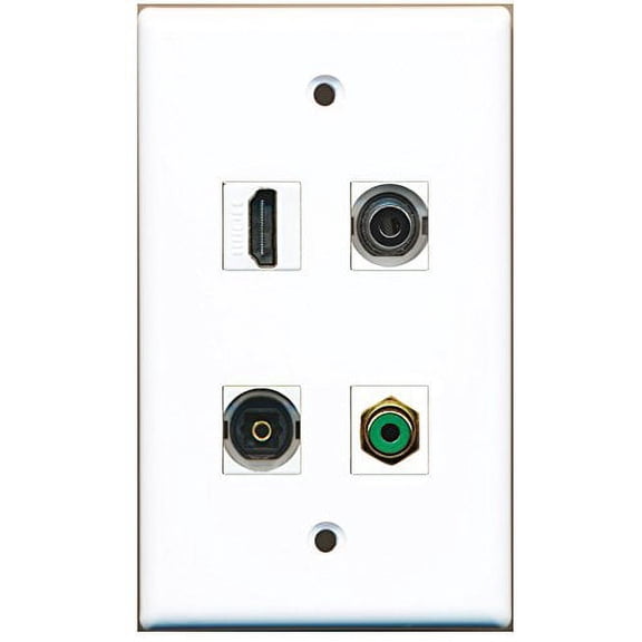RiteAV - 1 Port HDMI 1 Port RCA Green 1 Port Toslink 1 Port 3.5mm Wall Plate