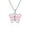 Pink, variant on Bling Jewelry Womens Gemstone Carved Pink Quartz & Jade Butterfly Pendant Necklace in Sterling Silver