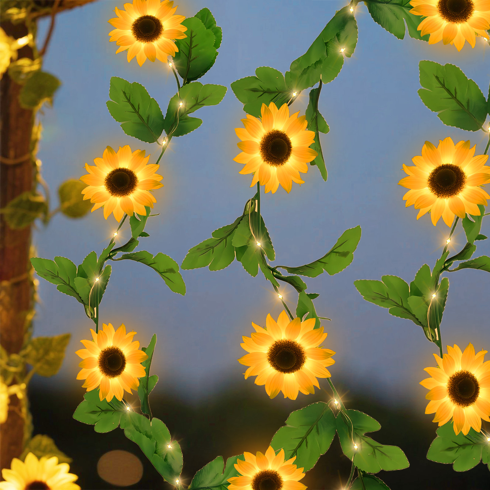 Rirool Solar Sunflower String Lights Outdoor 16 Ft, 50 LED photo 8