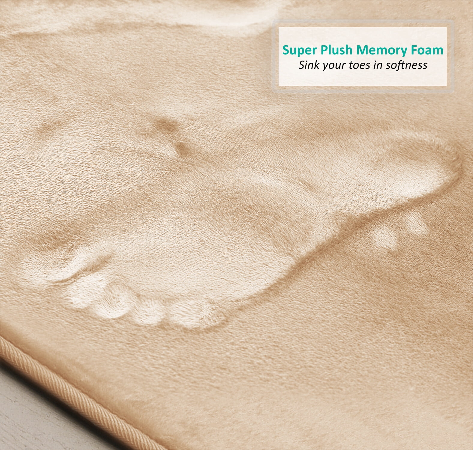 SSyao 3PC Bathroom Rug Memory Foam Bath Mat Set - Small Large and Contour Bath Rugs,Beige