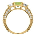 thumbnail image 4 of 3.61 ct Emerald Cut Natural Peridot 3 Stone 14K Yellow Gold Womens Engagement Ring, 4 of 5