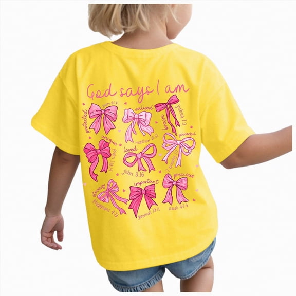 Kogui Toddler Summer Tshirt Girls Short Sleeve Crop Tops Kids Summer Dance Cropped T-Shirts 5T 6T (Yellow,5-6 Years)