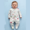 thumbnail image 3 of Bellafa Infant Baby Girls' Footed Jumpsuit One-Piece Button Snap Newborn Casual Cotton Romper Onesies 0-12M Long Sleeve Coming Home Bodysuit, 3 of 7