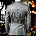 thumbnail image 4 of FGVCTG Mens Halloween Blazer Jacket Pumpkin Castle Graphic Slim Fit 2 Button Sport Coat for Halloween Holiday Party Cosplay with Pockets Gray M, 4 of 4