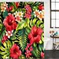 thumbnail image 2 of Summer Tropical Bathroom Shower Curtains with 12 Hooks Polyester Waterproof Shower Curtain for Stalls and Bathtubs Bohemia Flowers Monstera Leaves Watercolor Decorative Bathroom Curtain 66x72 Inches, 2 of 9