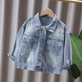 thumbnail image 4 of FAIWAD Toddler Boys Girls Denim Jacket Casual Button up Pearls Jeans Coat Kids Trendy Fall Winter Outwear, 4 of 6