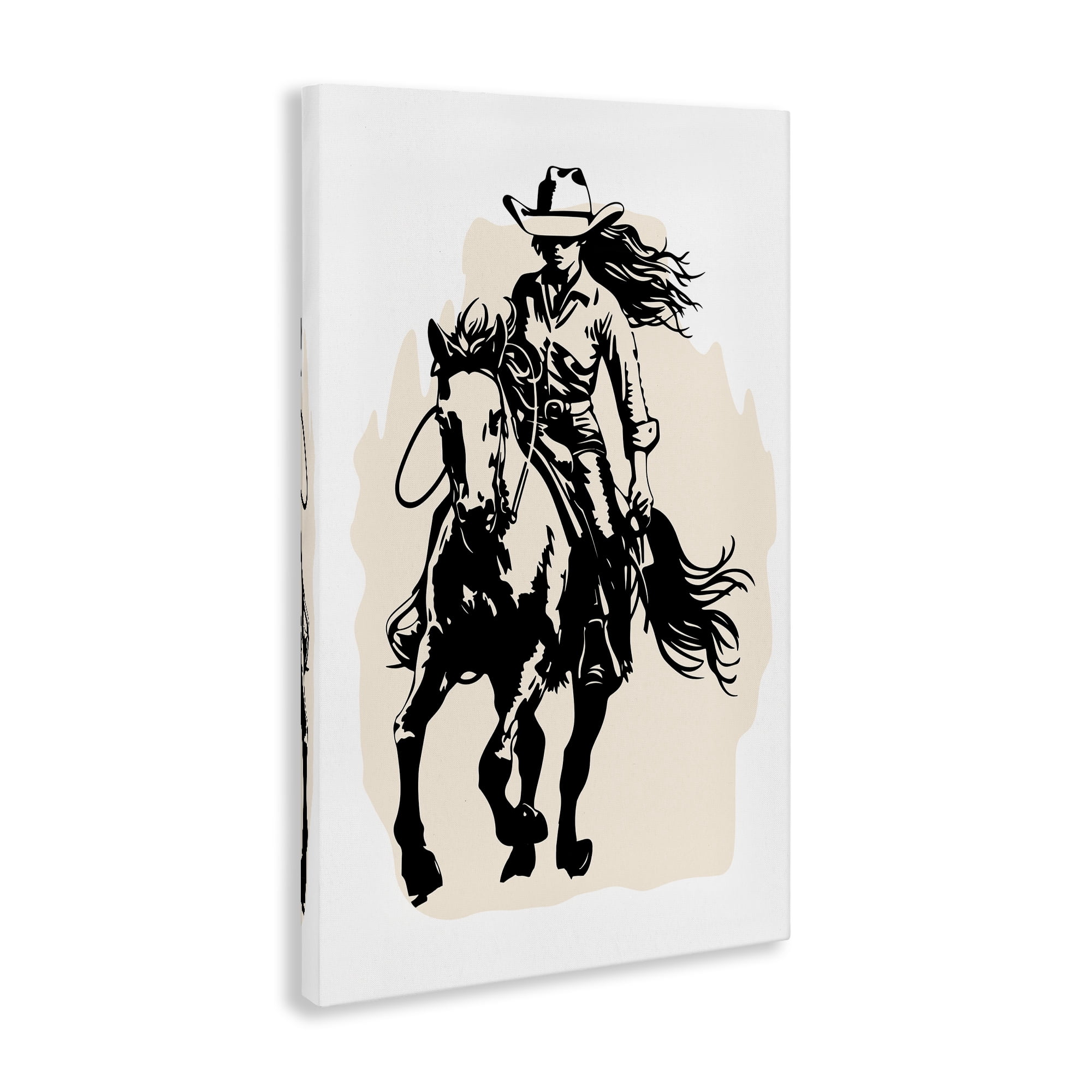 Stupell Industries Saddle Sisters Girl People Painting Wrapped Canvas Art Print Wall Art, 24 x 36