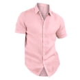thumbnail image 5 of Qwertyu Men's Casual Button Down Shirts Short Sleeve Summer Beach Shirt Fashion Vacation Wedding Shirts Pink M, 5 of 5