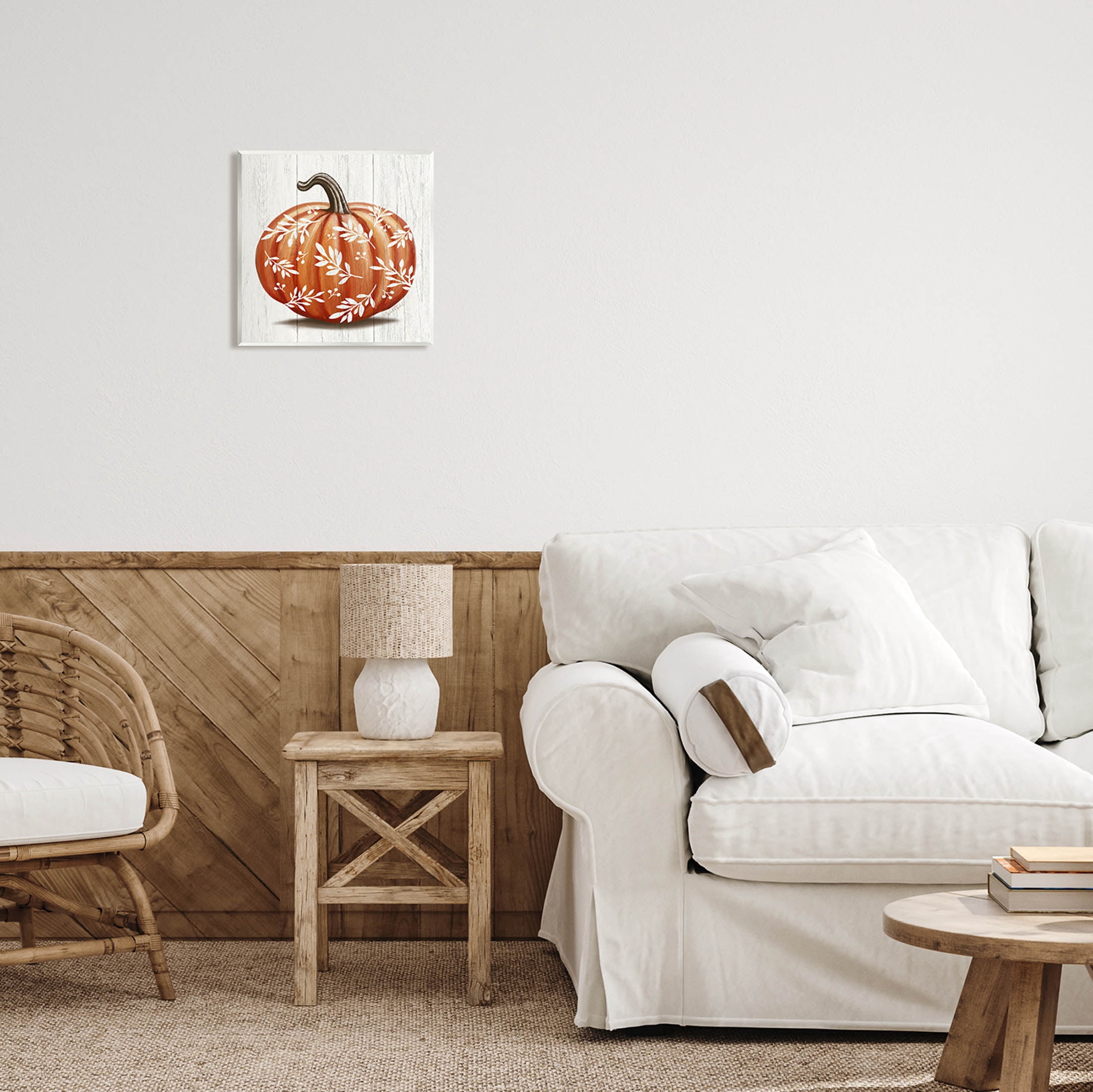 Stupell Industries Orange Fall Botanical Pumpkin Graphic Art Unframed Art Print Wall Art, Design by Elizabeth Tyndall