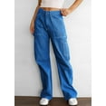 thumbnail image 2 of Women 6 Pockets High Waisted Cargo Pants Wide Leg Casual Pants Combat Military Trouser US 4-18, 2 of 12