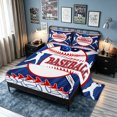 thumbnail image 2 of meiyoeat Vintage Baseball Sport Bed Sheets for Boys, Cartoon Ball Bat Full Size Sheets, Blue Red, 4-Piece, 1 Flat Sheet, 1 Fitted Sheet and 2 Pillowcases, 2 of 5