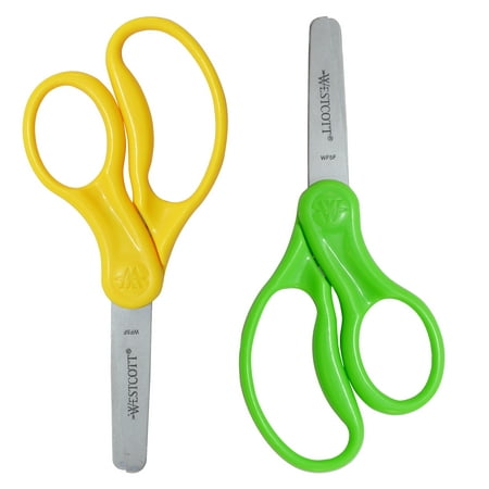 Westcott 5" Blunt Kids' Classroom Scissors, 2 Pack, Assorted Colors