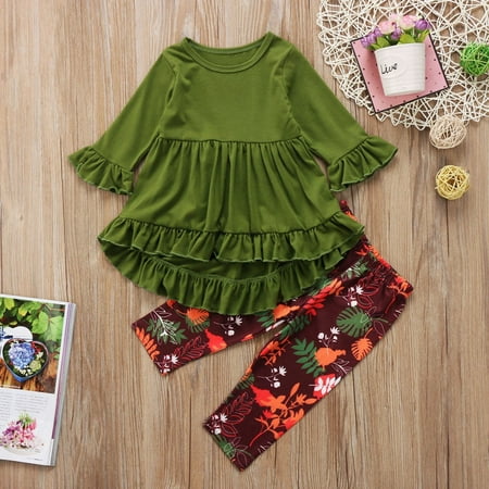 Floral Outfit Girl - Fashion Toddler Kids Girls Dress Tops Floral Pants Leggings Outfits Clothes Set