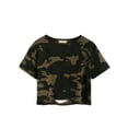 thumbnail image 1 of SweatyRocks Women's Short Sleeve Distressed Crop T-Shirt Summer Tops Camo Medium, 1 of 4