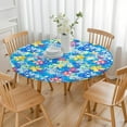 thumbnail image 3 of Elastic edge round table cover with durable polyester, floral motif, fits 44-52 inch diameter tables, large size, 3 of 7