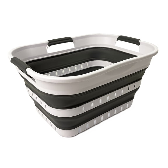 SAMMART Collapsible Plastic Rectangular Laundry Basket - Foldable Pop Up Storage Container/Organizer - Portable Laundry Hamper - Space Saving