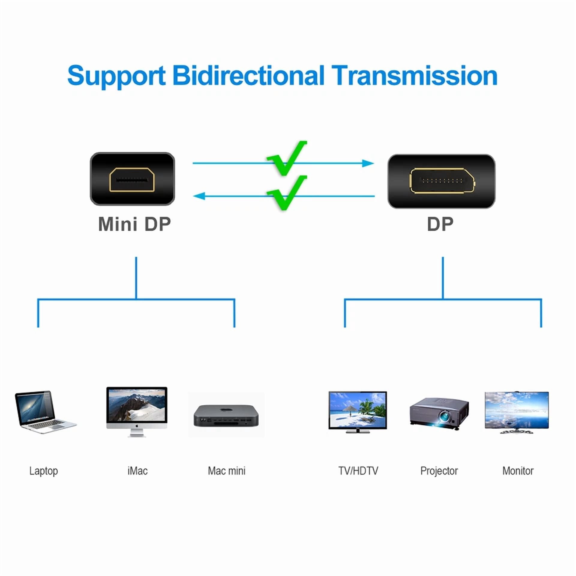 BUTTERFLY- Rankie Mini Displayport To Displayport Cable, Mini Dp To Dp, 4K Ready, 6 Feet