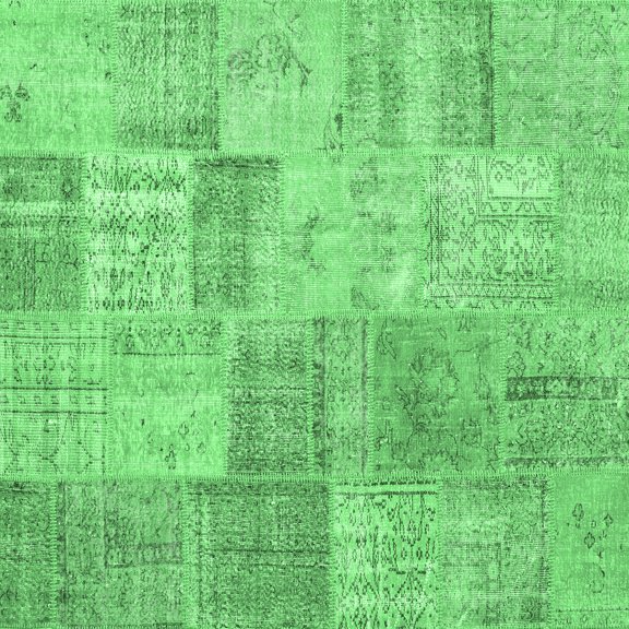 Ahgly Company Indoor Square Patchwork Emerald Green Transitional Area Rugs, 4' Square