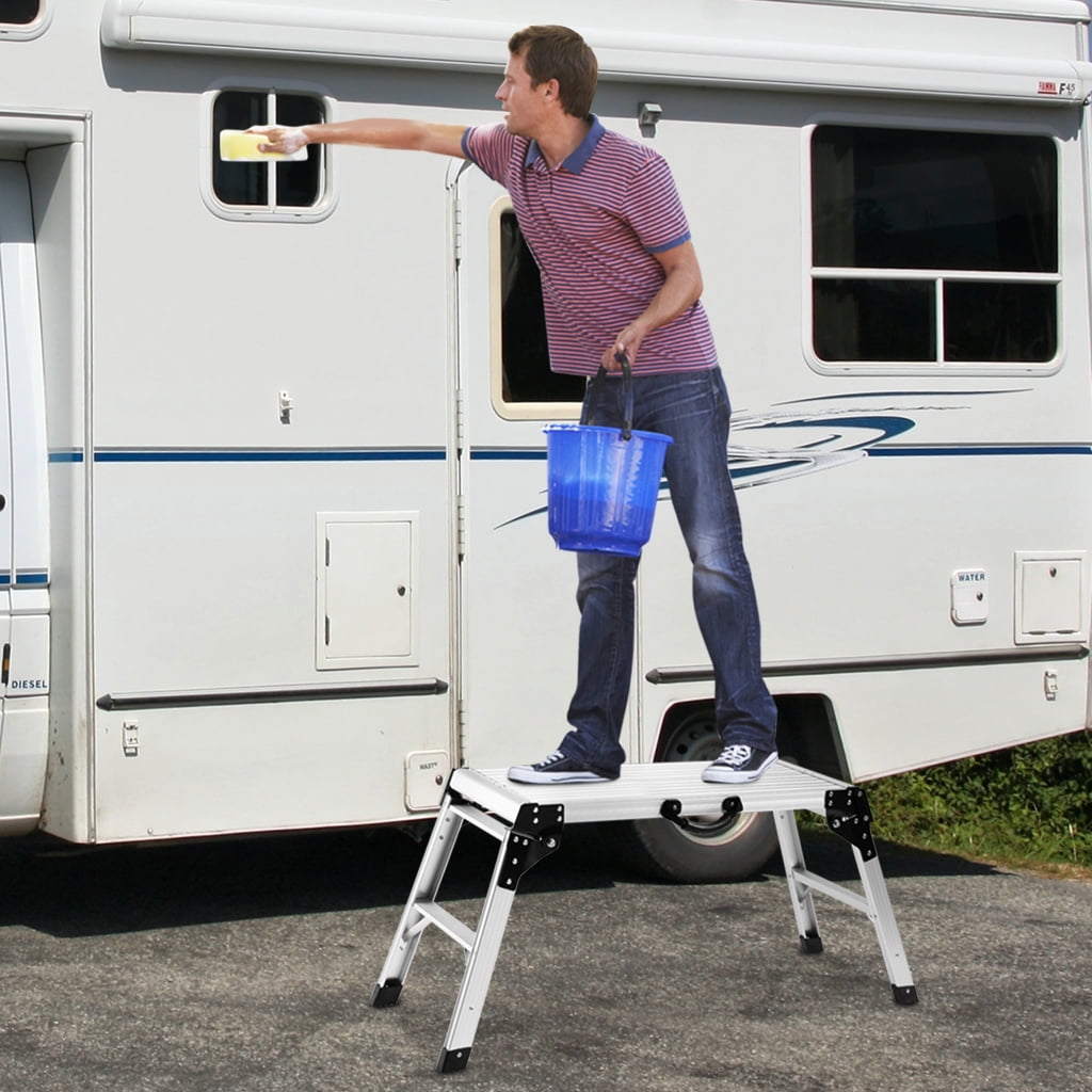 Details about   Folding Aluminum Platform RV Step Stool Trailer Camper Working Ladder Portable 