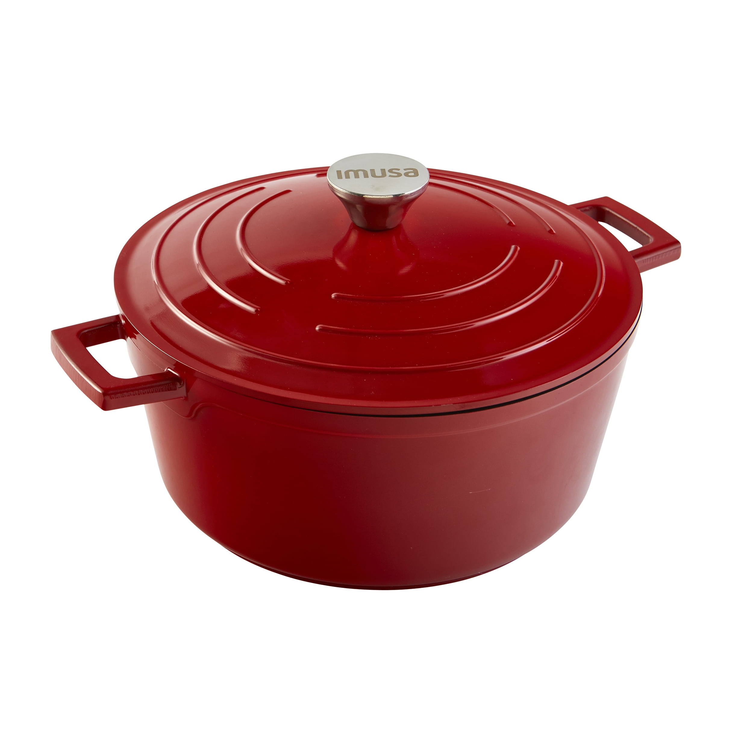 Imusa 5 Quart Red Cast Aluminum Dutch Oven With Stainless Steel Knob Walmart Com Walmart Com