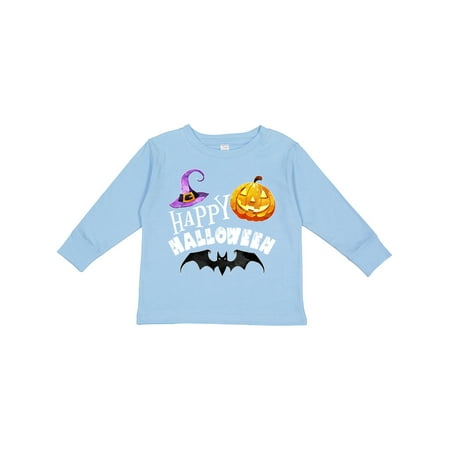 

Inktastic Happy Halloween Bat Witch Hat Jack O Lantern Gift Toddler Boy or Toddler Girl Long Sleeve T-Shirt